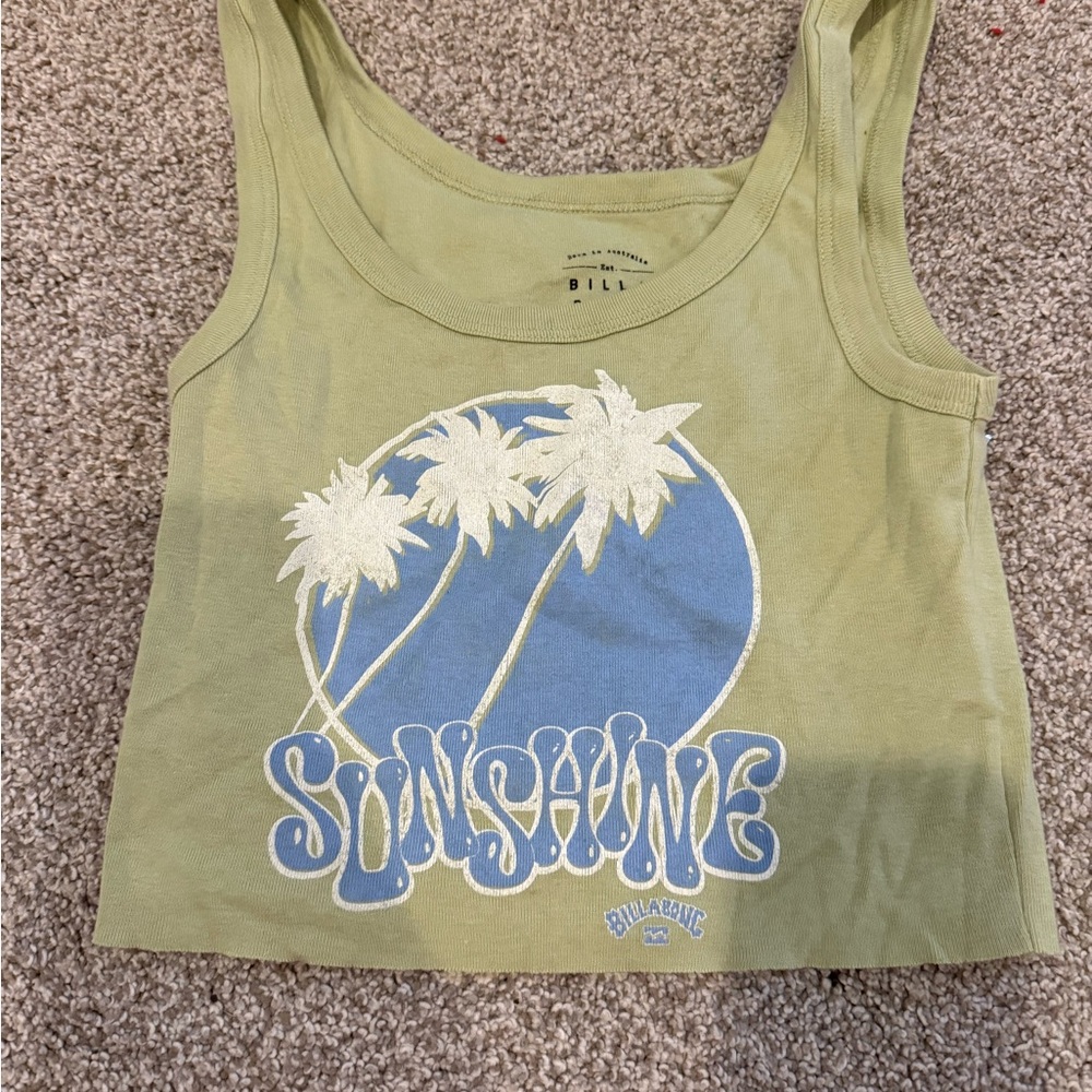 Billabong Light Green Tee with Navy Print cropped